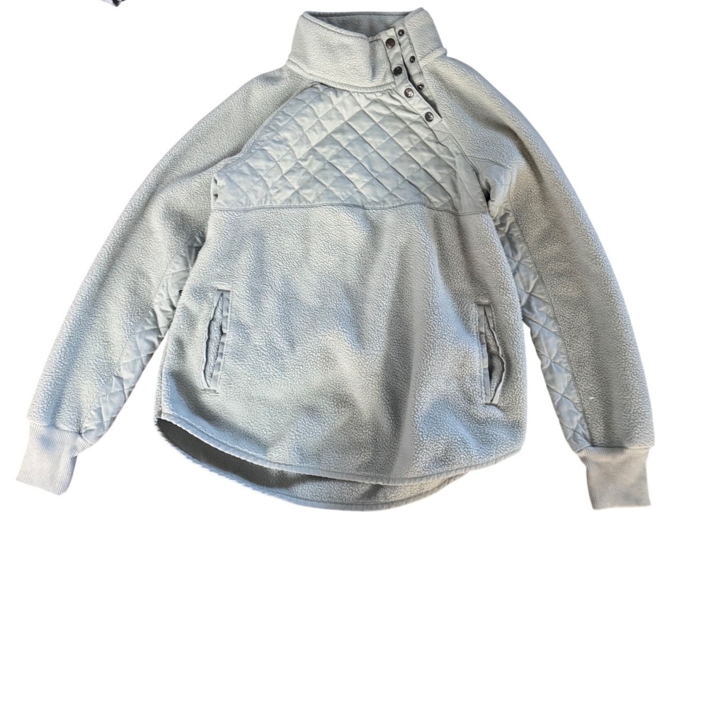 Abercrombie Fitch Fleece Pullover Quilted Snap Neck Mock Neck Light Green Size S
